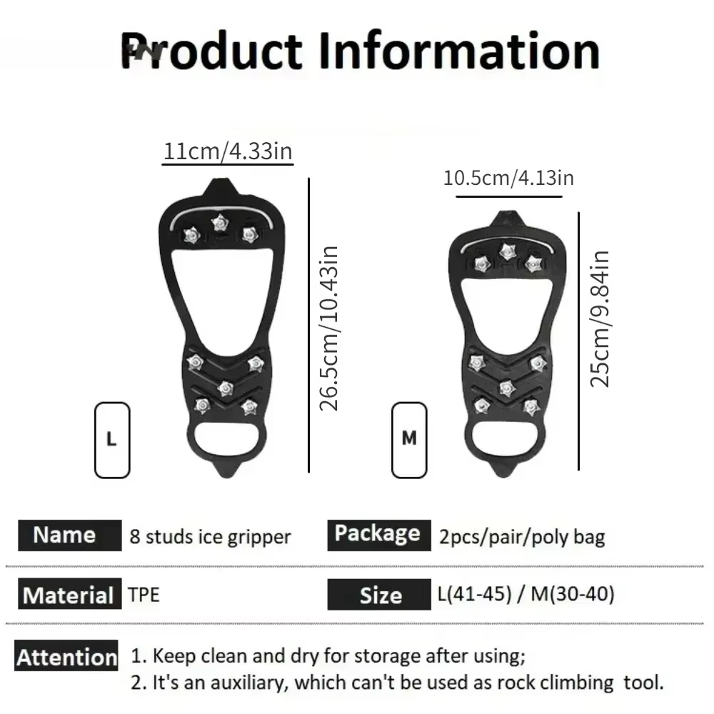 8 dents pince à glace Spike pour chaussures hiver extérieur anti-dérapant randonnée escalade