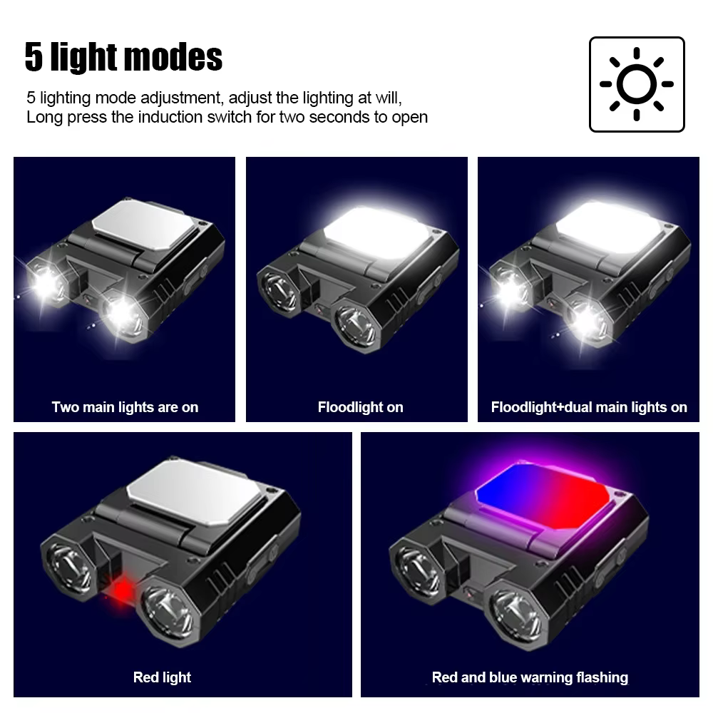 Lampe de poche à capteur LED COB aste de type C
