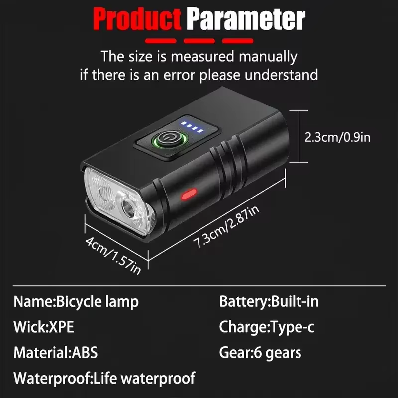 Kit d'éclairage puissant pour vélo avec affichage numérique de l'indicateur de batterie, phare avant et arrière, rechargeable par USB-C, lanterne étanche