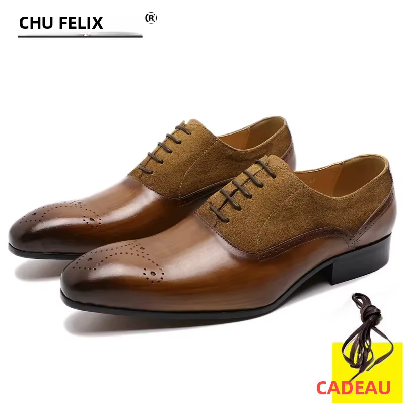FELIX CHU chaussures Oxford en cuir véritable pour hommes chaussures habillées en daim à bout pointu costume de mariage décontracté d'affaires chaussure formelle