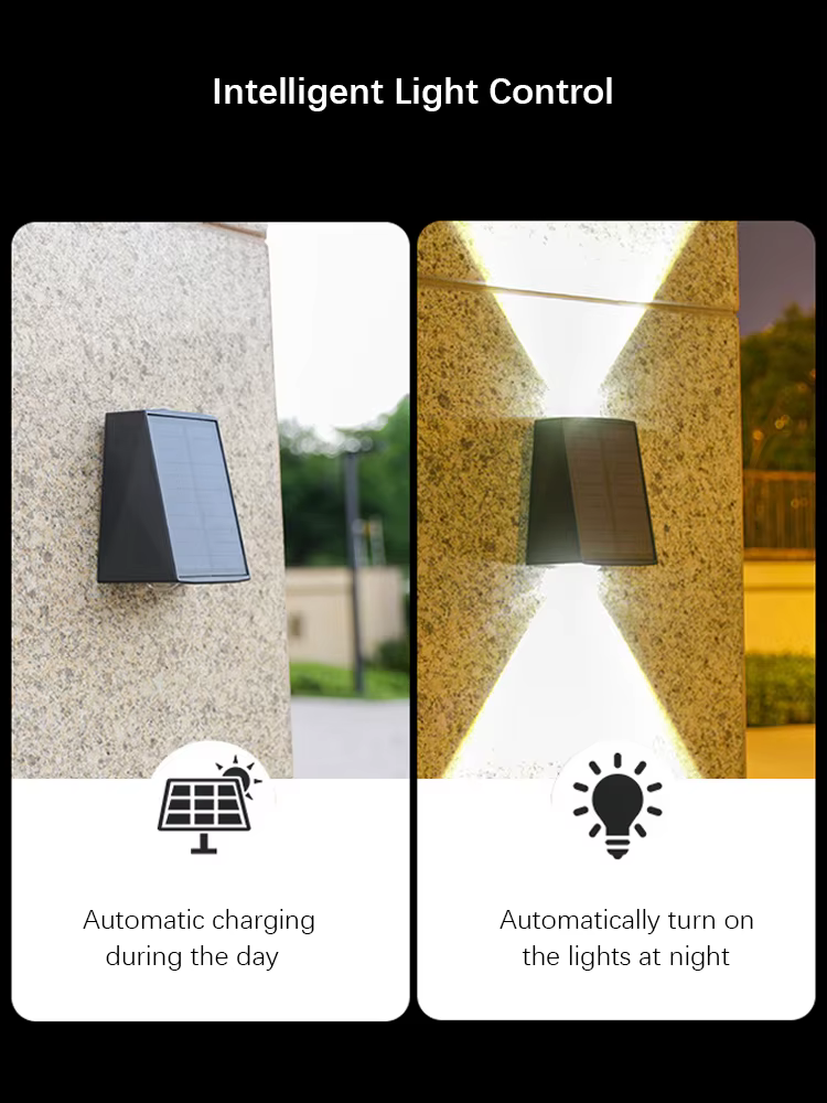 2LED s lampe murale extérieure solaire, éclairage d'ambiance étanche, lumière décorative pour jardin cour porche balcon passerelle Camping déco
