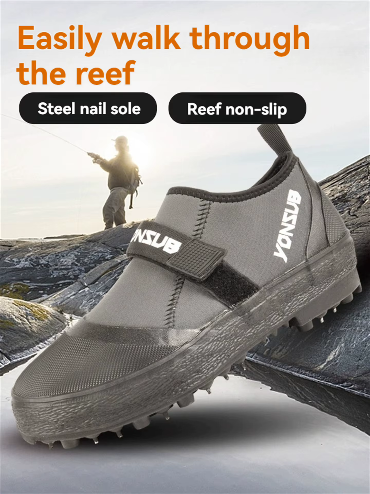 Yonsub – chaussures d'escalade de pêche en roche et d'escalade en néoprène pour adultes, chaussures d'eau antidérapantes résistantes à l'usure