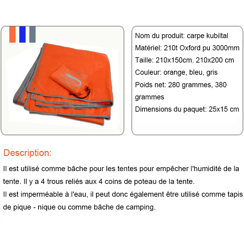 Desert & Fox-Tente imperméable ultralégère en polymère pour pique-nique