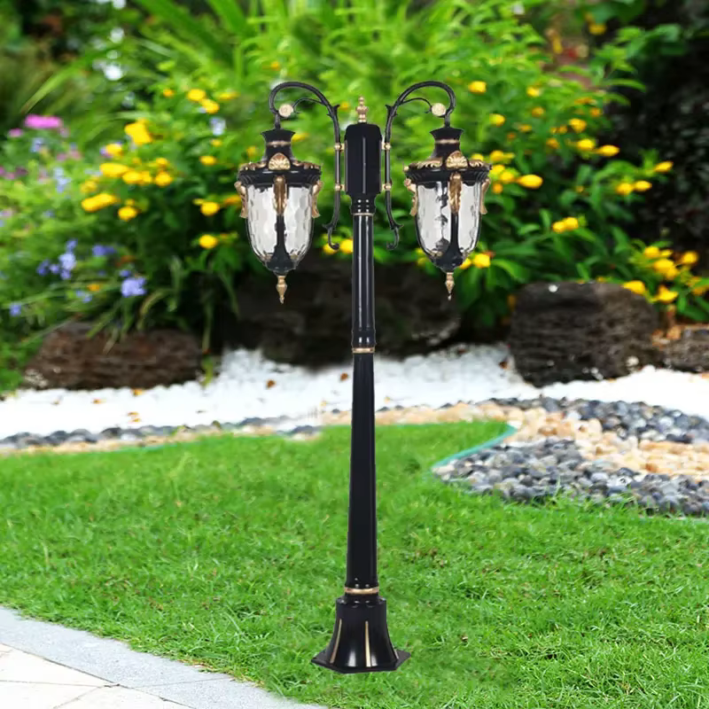 Lampe de jardin extérieure étanche, style rétro européen, lampadaire de rue pour villa, lampadaire paysager sur poteau haut