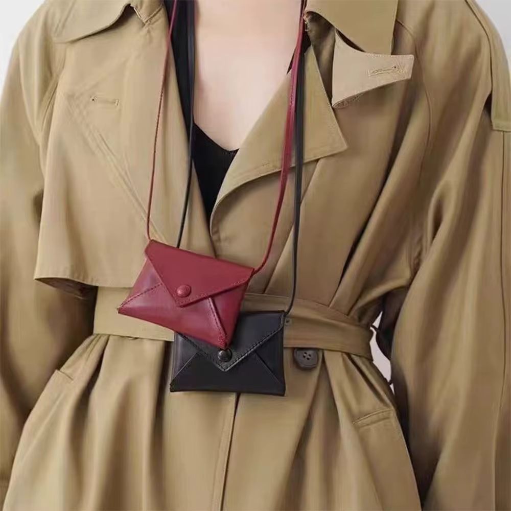 Mini sac noir/rouge pour collier, sac de taille de couleur unie, sac à bandoulière en cuir PU Durable, sac à bandoulière multifonctionnel, porte-monnaie