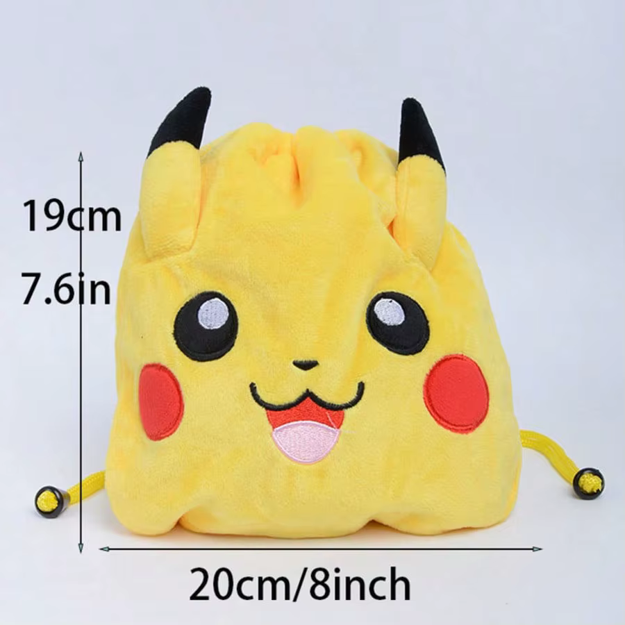 Lot de 2 sacs de rangement Pokémon Pikachu, mignons, 1 sac + 1 poupée
