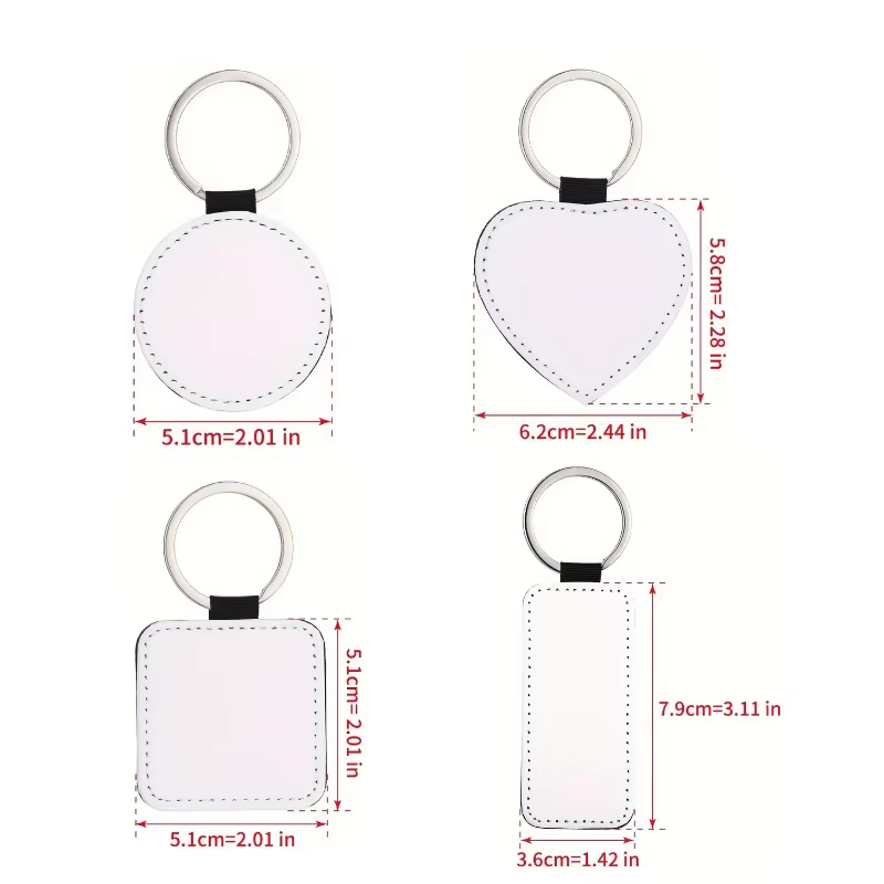 1 porte-clés photo personnalisé-porte-clés rond en cuir PU personnalisé avec impression par sublimation