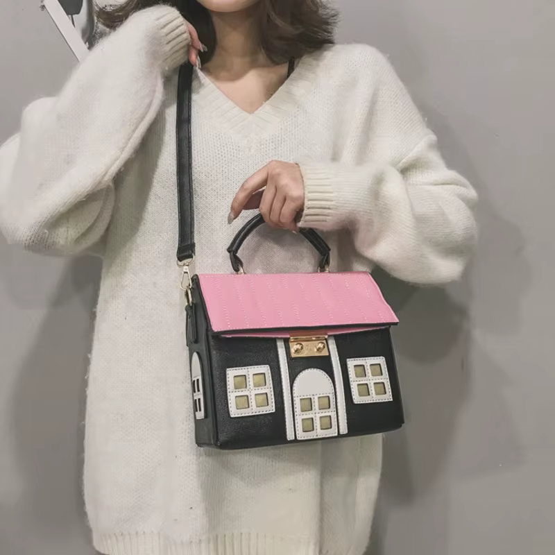 Sacs à bandoulière pour femmes, style punk tendance, 3D, forme de maison, sacs à main créatifs et audacieux, sacs à bandoulière tendance pour festival