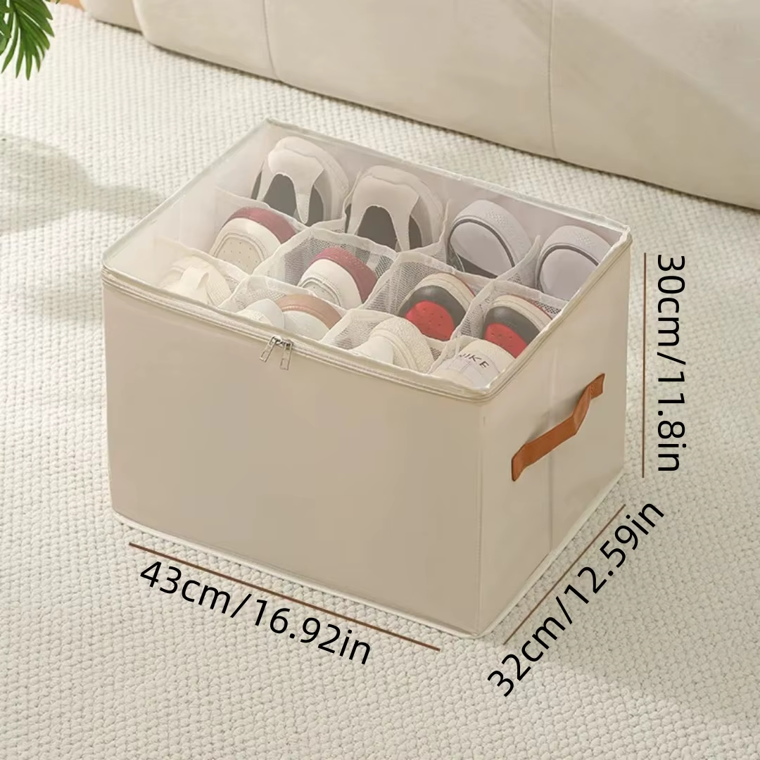 Organisateur de chaussures pliable en tissu Oxford avec couvercle