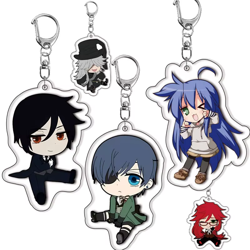 Dessin animé nouveau majordome noir Anime acrylique porte-clés ornement Q Version personnages bijoux porte-clés charme amis Fans cadeaux jouets