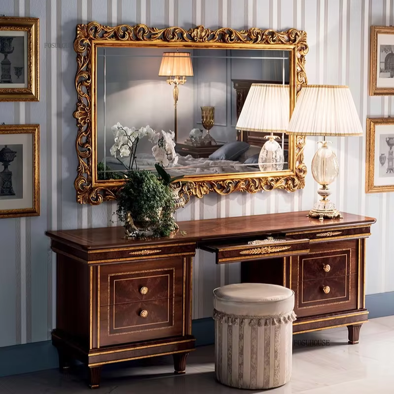 Miroir sur pied rétro pleine longueur, design orné, style européen classique pour la décoration de chambre et de salon