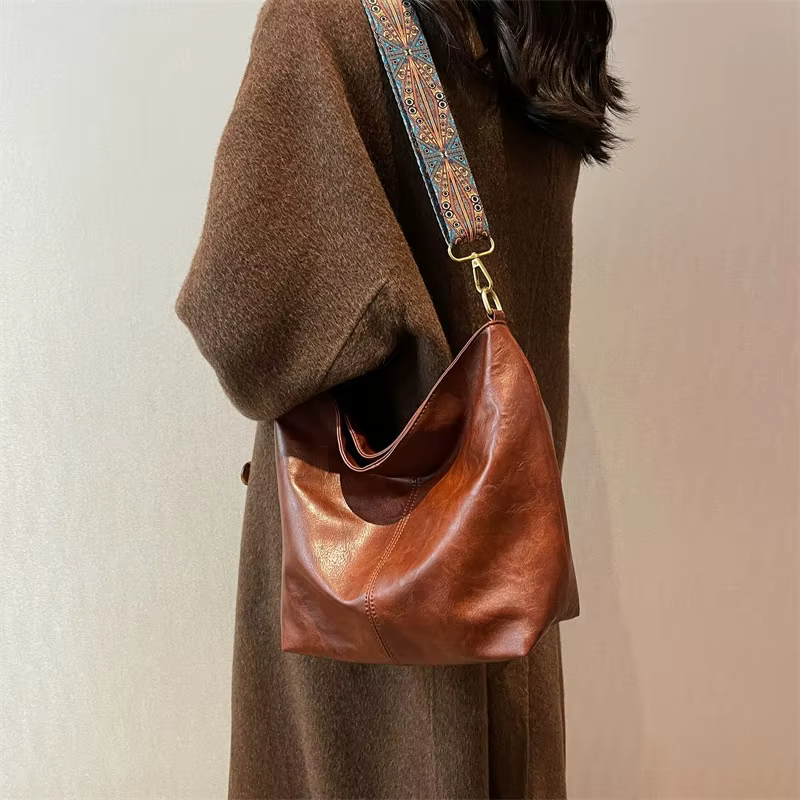 Sac à bandoulière vintage en cuir PU pour femme