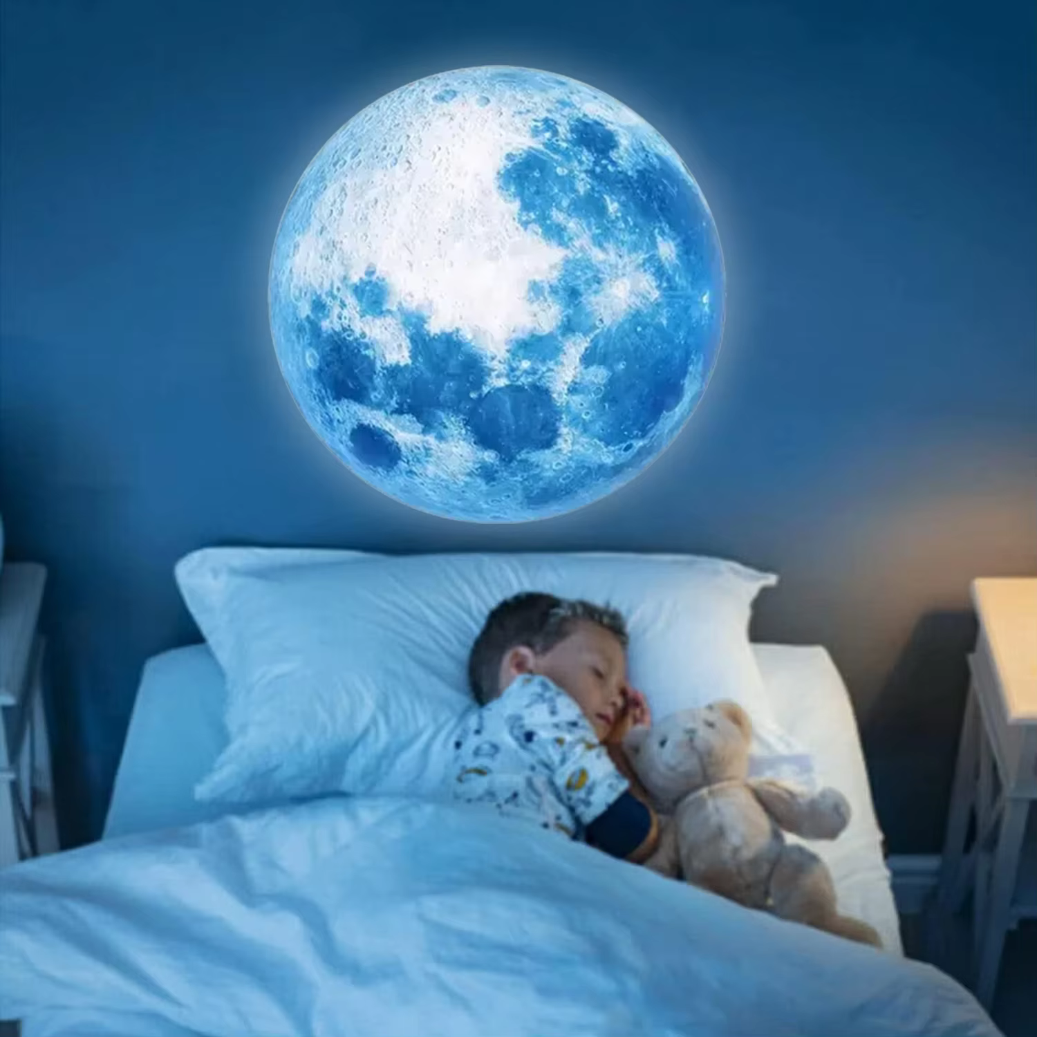 Lampe lunaire, lampe LED, planète bleue