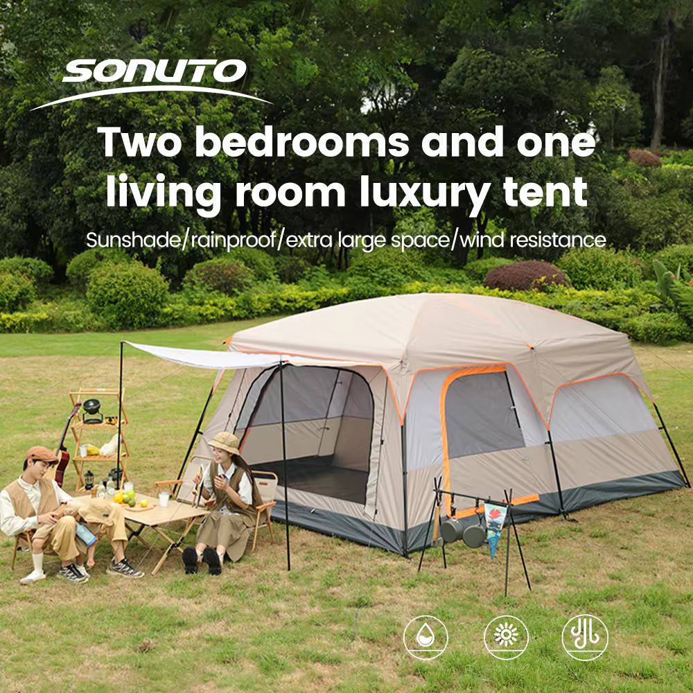 Tente familiale pour personne et 2 chambres