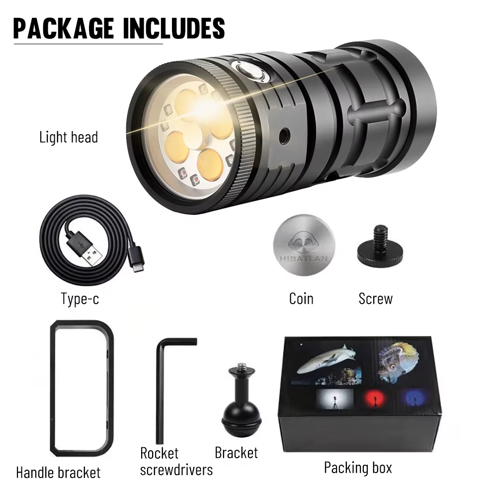 Asafee D16 100M lampe de poche sous-marine de plongée profonde 120 degrés lumière de remplissage lumineuse lampe étanche Rechargeable double interrupteur 3 Mode