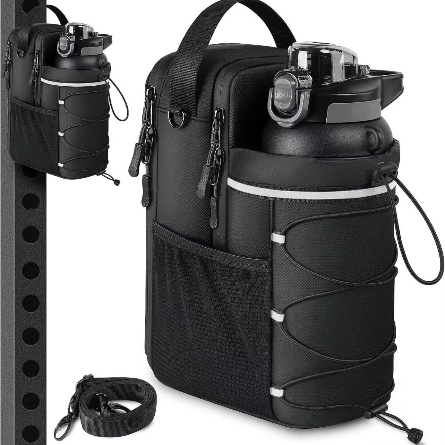 Nouveau sac de sport magnétique pour hommes et femmes – Porte-bouteille à bandoulière avec fixation magnétique |   Porte-bouteille d'eau, pochette de sport, sac bandoulière