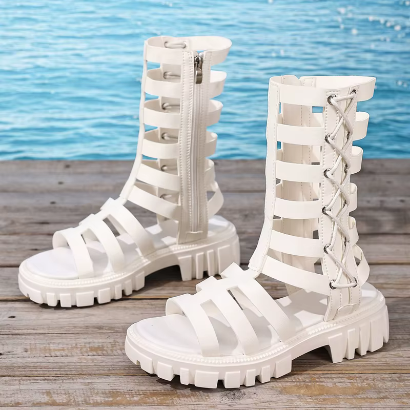 Sandales Gladiator pour femmes, chaussures de luxe à plateforme, confortables et décontractées, pour le voyage, les activités sportives en extérieur, bottines d'été ajourées