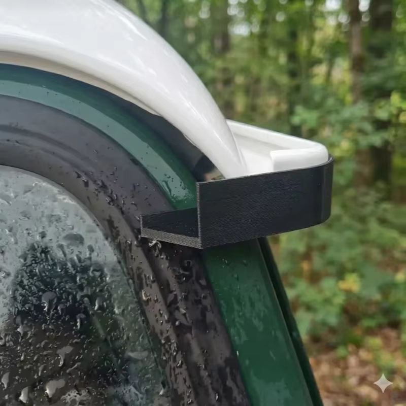 Une paire de canaux de drainage de toit pour Land Rover Defender 90/110, durables, avec des couvercles déflecteurs pour les canaux de drainage de l'eau