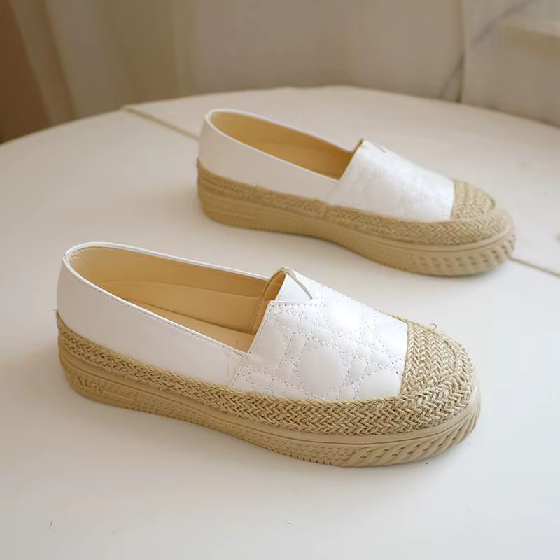 Espadrilles blanches pour femmes, chaussures pour femmes, mocassins ronds, Parker, coton, mode Y2k, printemps, chaussures à bas prix, A H