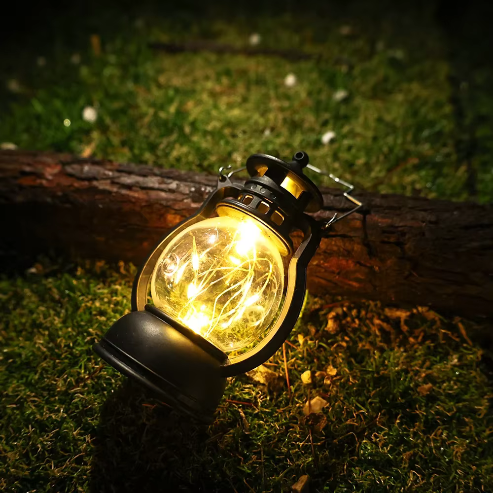 Lampe à huile LED Vintage Portable, alimentée par batterie, lanterne suspendue pour l'intérieur et l'extérieur, décoration Festive de noël