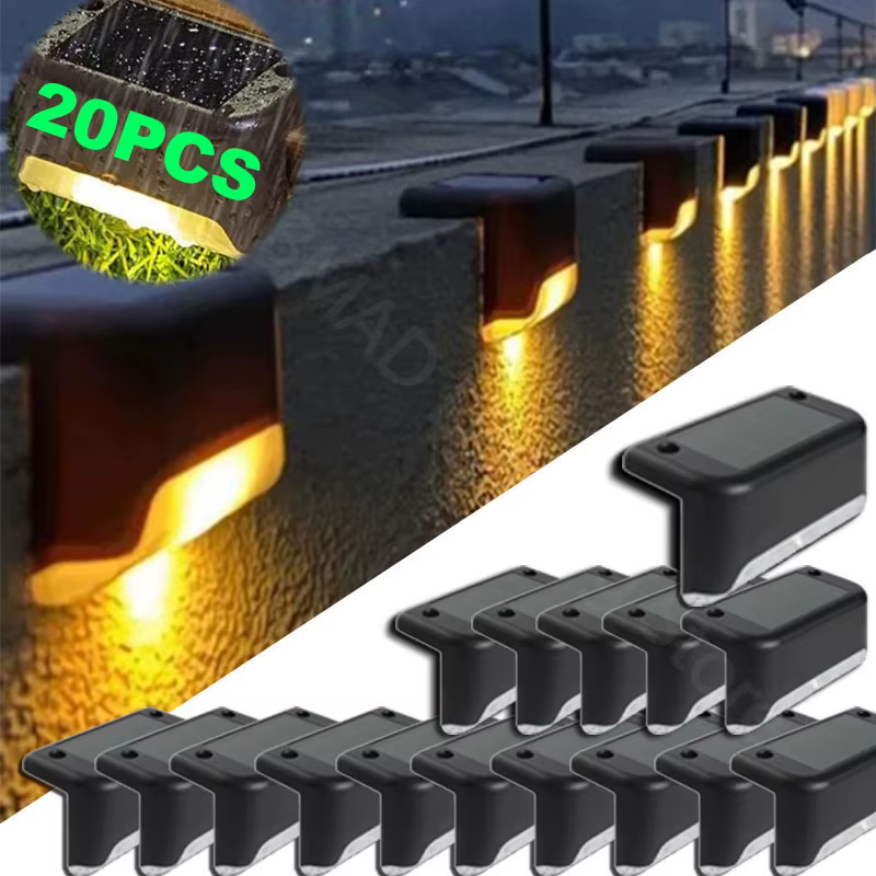 Blanc chaud LED solaire étape lampe chemin escalier extérieur jardin lumières étanche balcon lumière décoration pour Patio escalier clôture lumière