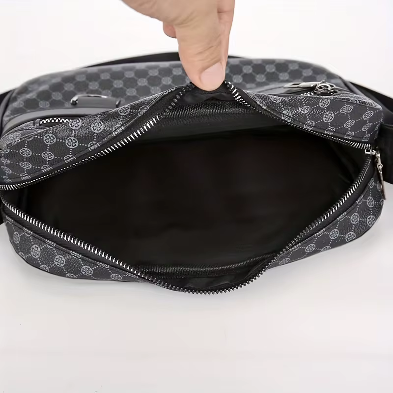 Sac à bandoulière décontracté de grande capacité, sac à bandoulière pour homme avec imprimé monogramme pour les trajets quotidiens et les sorties du week-end