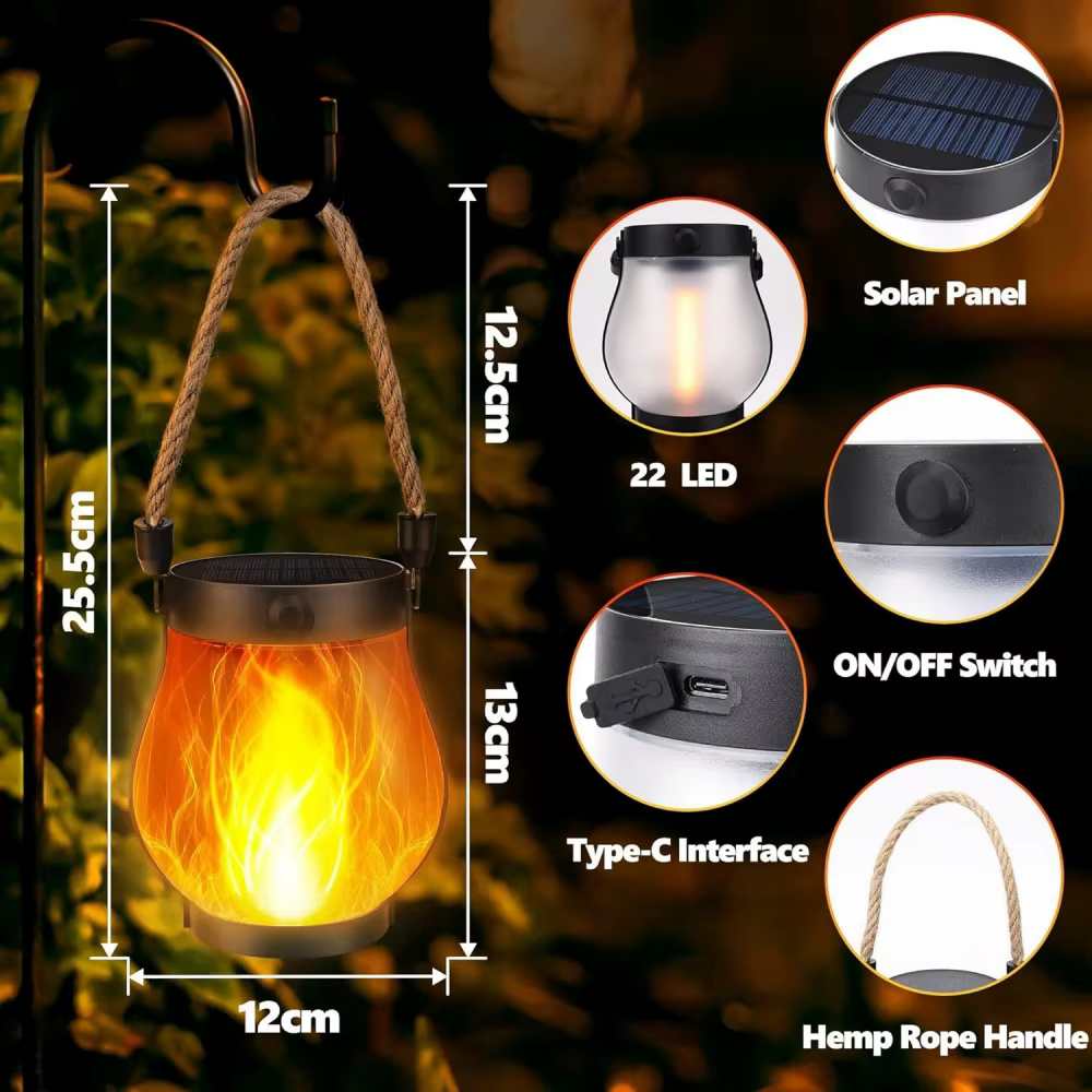 Lampe solaire à flamme vacillante