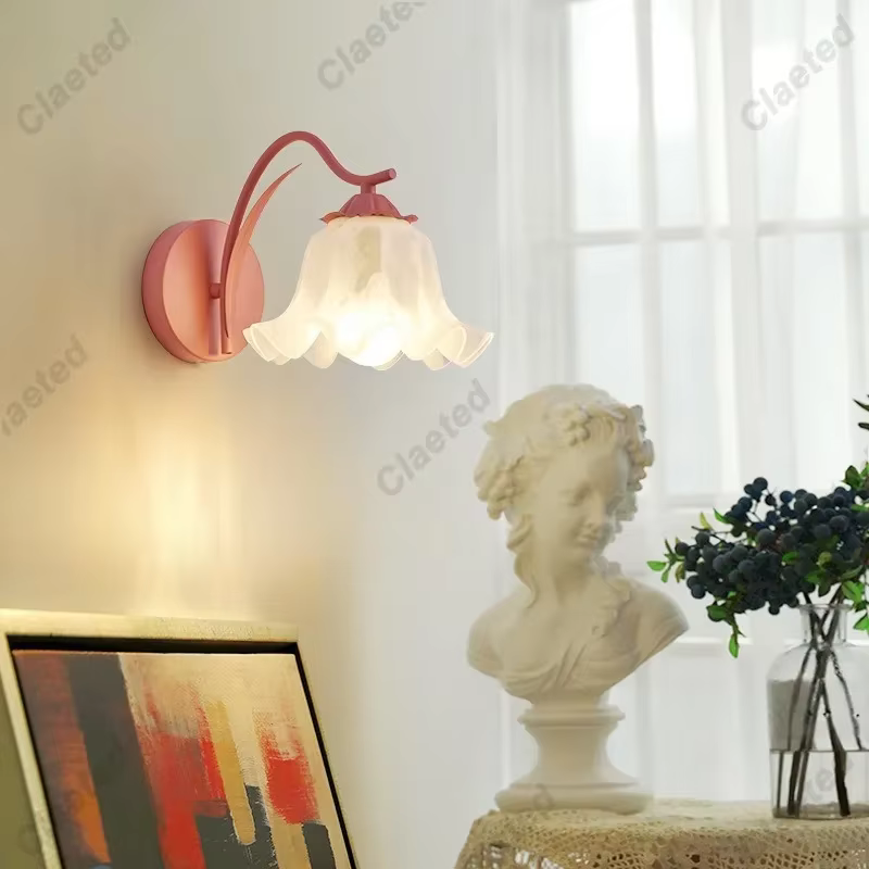 Rétro crème campagne Style fleur dos trois couleurs applique chambre lampe de chevet salon escalier couloir