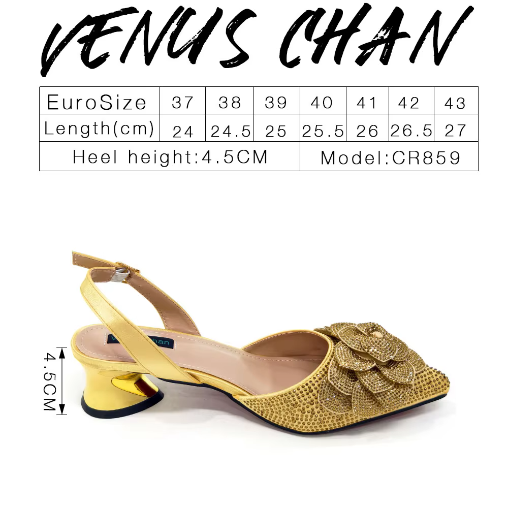Chaussures et sacs de soirée de conception italienne pour femmes, jumelés à pétales faits à la main, couleur or, chaussures pointues Parker, chaussures à talon moyen, chaussures de fête