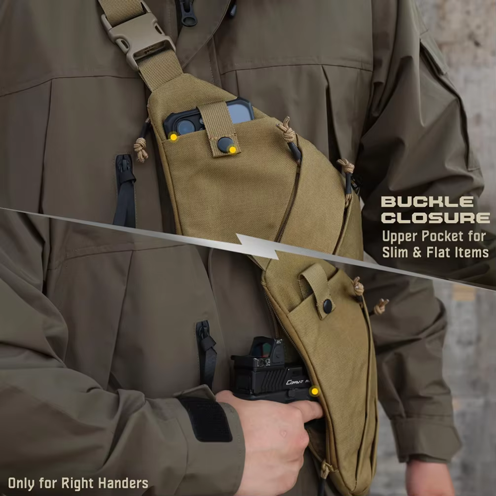 Sac tactique de transport dissimulé pour arme à feu - Holster pour pistolet à tir droit avec conception antivol