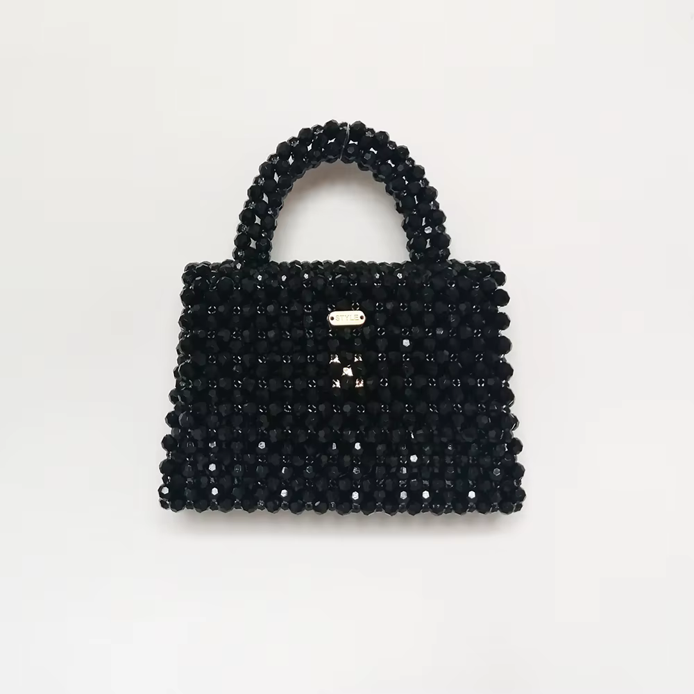 Sac à main perlé en cristal transparent pour femme