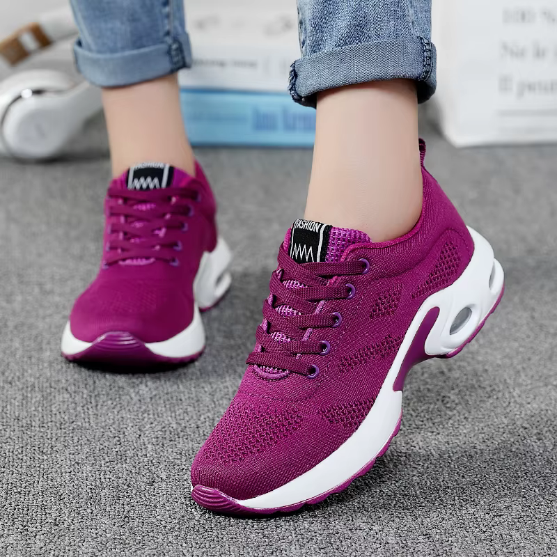 Chaussures de sport à coussin d'air pour femmes, plates et douces, en maille, respirantes et décontractées, pour rencontre astronomique