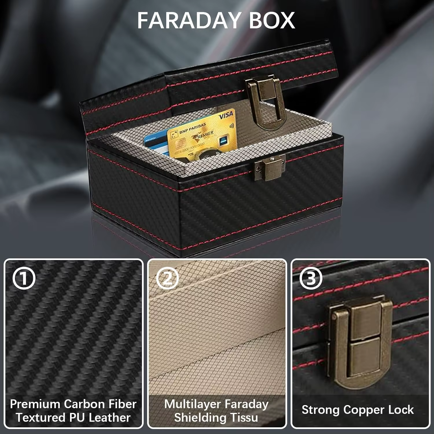 Boîte Faraday antivol avec sac pour clé de voiture, cage RFID, protecteur de clé Faraday, boîte anti-radiation pour téléphone portable, clé de voiture sans clé