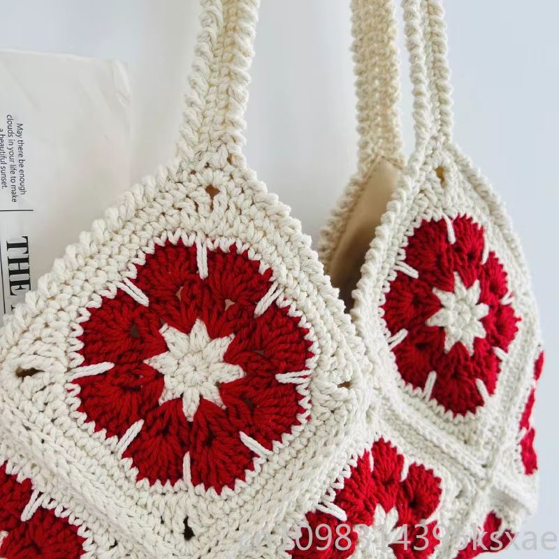 Sac à bandoulière en macramé en coton pour femme, style bohème, pour la plage, fait main, doux, décontracté, pour les vacances d'été
