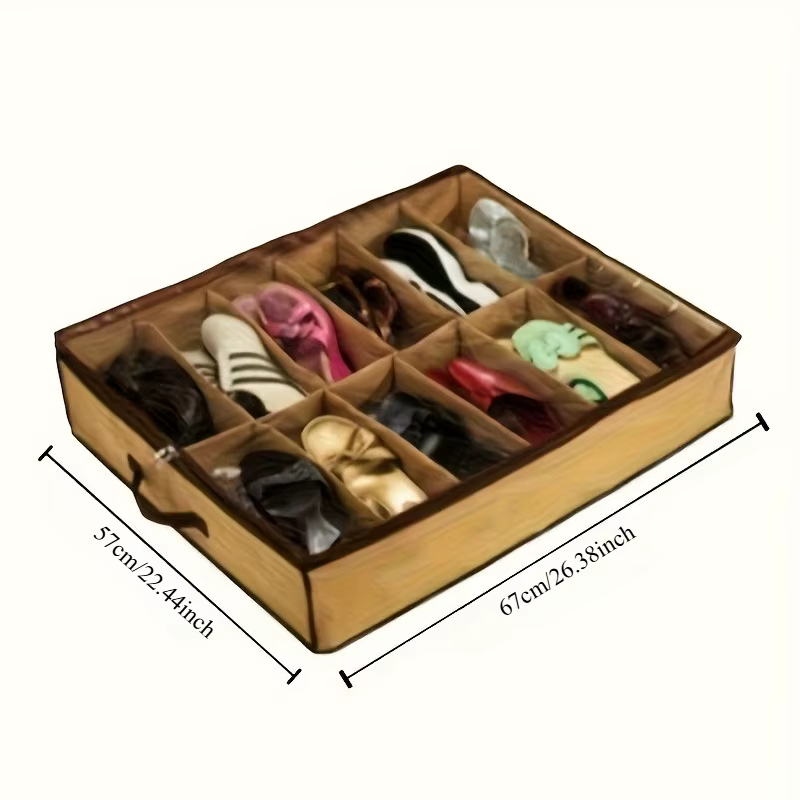 Boîte à chaussures avec fermeture éclair de sécurité - sac de rangement, armoire gain de place pour l'entrée sous le lit/la penderie - convient aux chaussures de sport, aux bottes
