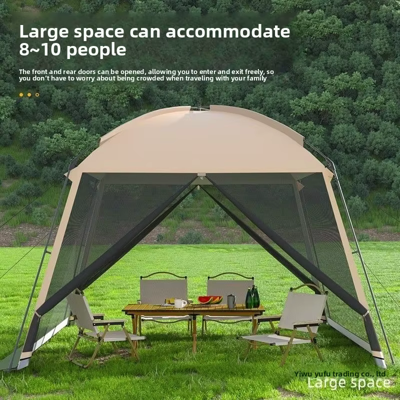 Tente de camping extérieure avec auvent en maille anti-moustiques