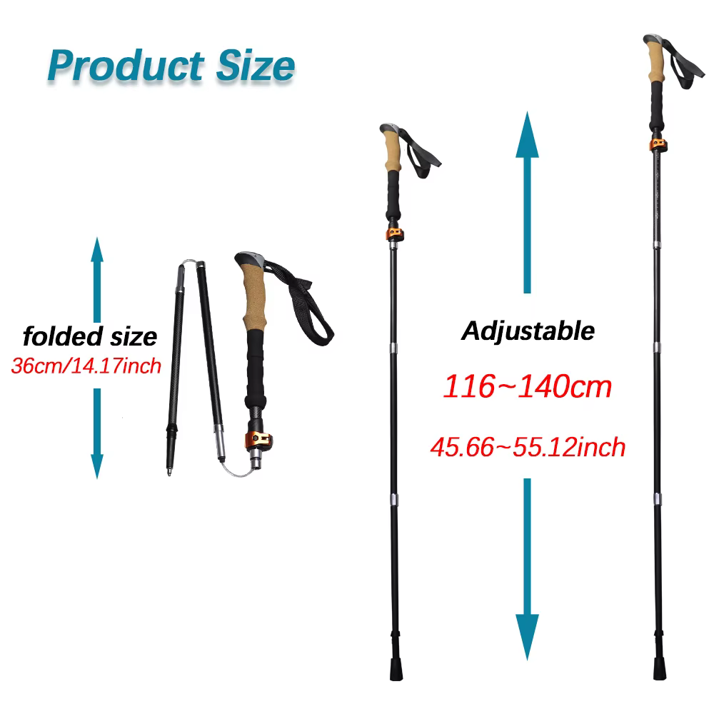 Bâtons de trekking ultralégers en fibre de carbone