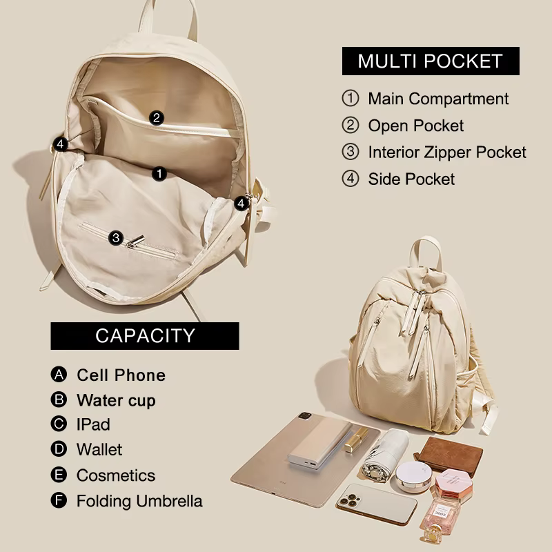 Sac à dos en tissu de coton imperméable pour femme