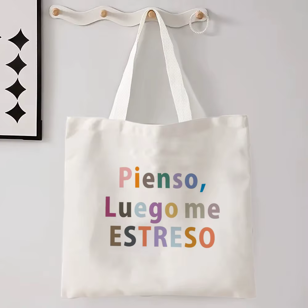 Femmes espagnoles sac à bandoulière graphique Harajuku Shopper sacs grande capacité toile fourre-tout sac à main sans fermeture éclair Eco décontracté fille sacs à main