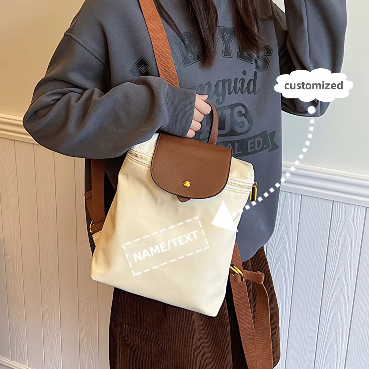 Sac à dos avec logo personnalisé haut de gamme pour le travail, les déplacements à dos, les voyages, le cartable d'étudiant, les achats féminins, bricolage personnalisé