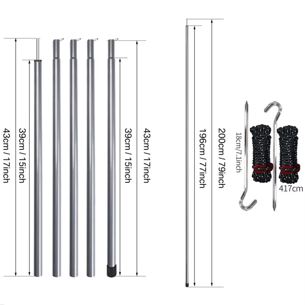 Bâtons de tente télescopiques de 2 m