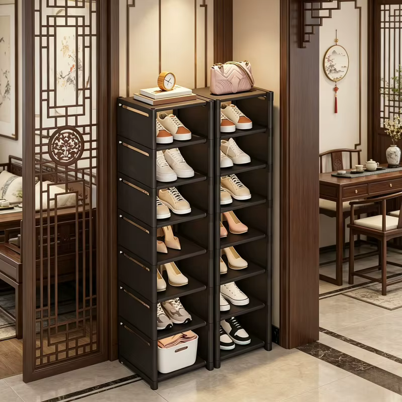 Organisateur de rangement pour chaussures étroites et élargies, multi-niveaux pour mur et porte, rangement domestique pratique adapté aux chambres de location