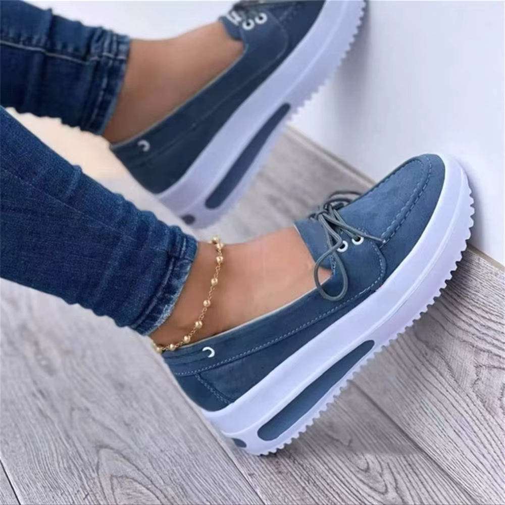 Baskets à Semelle Compensée pour Femme, Chaussures Plates à Enfiler, Basses en Toile pour Bol, Semelle Optique Respirante et Décontractée, 03