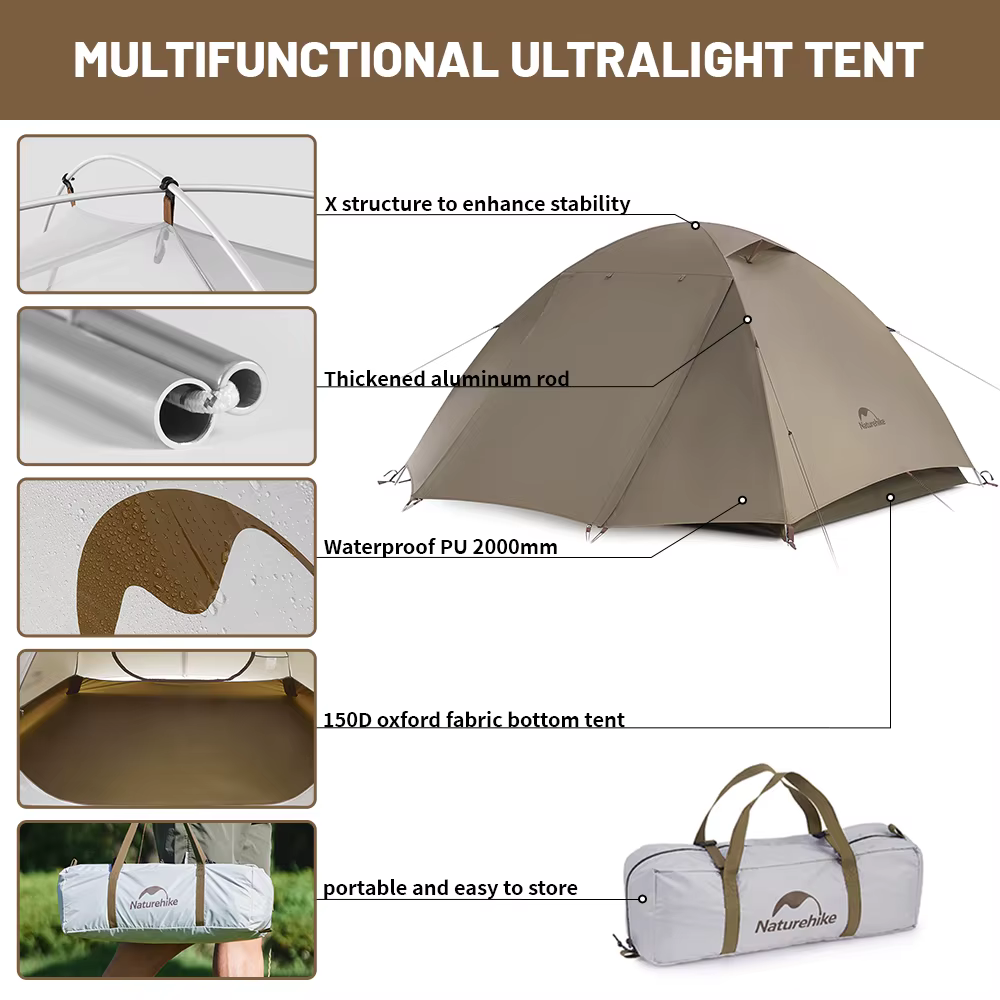 Natureifa Cloud River Tente de camping étanche pour 2 à 3 personnes