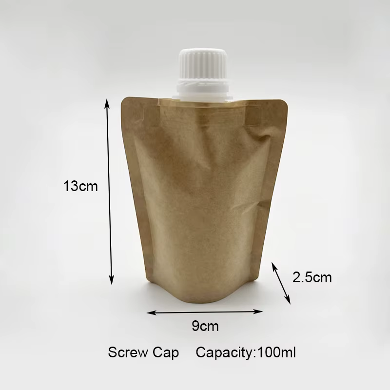 Pochette à bec en papier Kraft 50ml 100ml, 50 pièces, pour boissons liquides, sac d'emballage jetable, Sachet d'échantillon de maquillage cosmétique