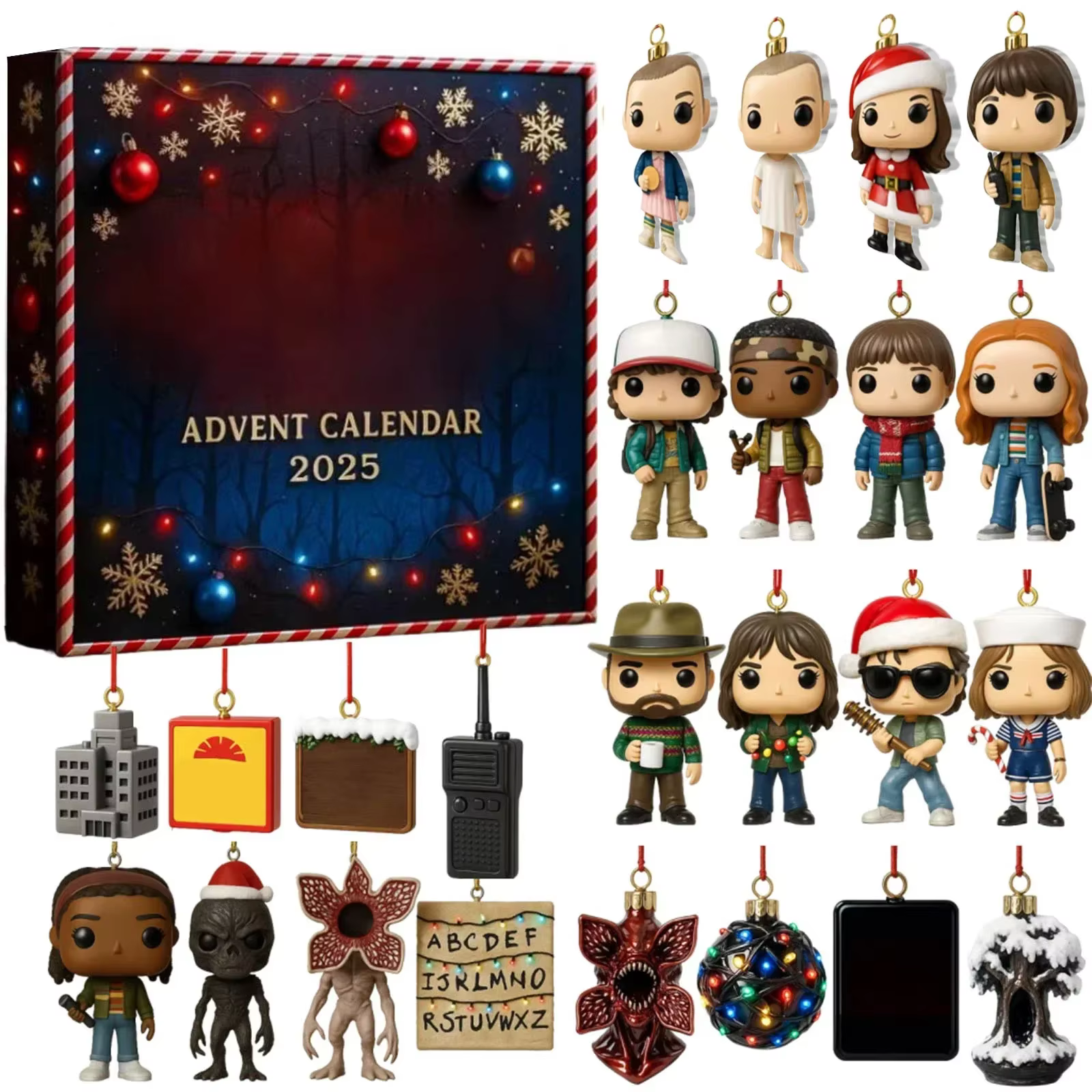 Ensemble de Noël étranger - Ornement acrylique 2D et calendrier de l'Avent à collectionner | The Ultimate Fan Bundle pour unémission de télévision exclusive Merch