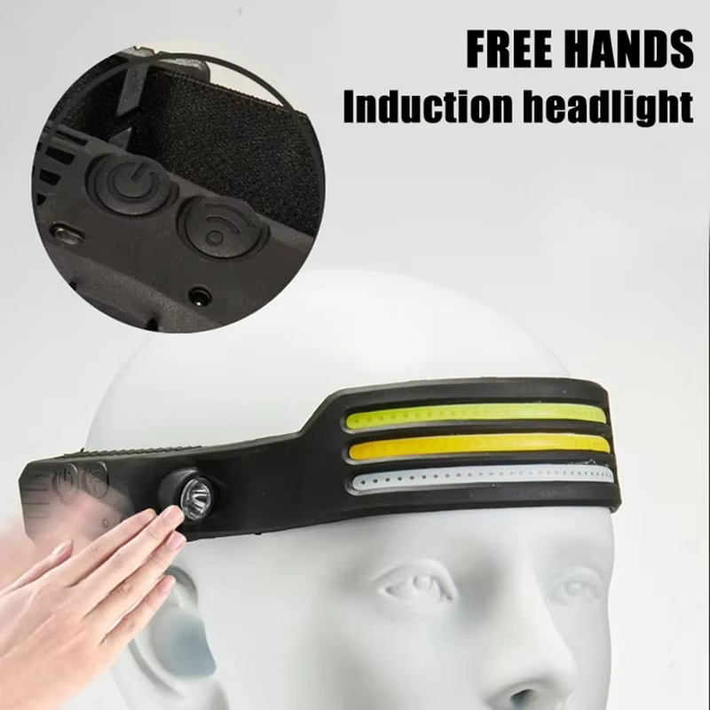 LED COB lampe frontale à Induction batterie intégrée capteur tête