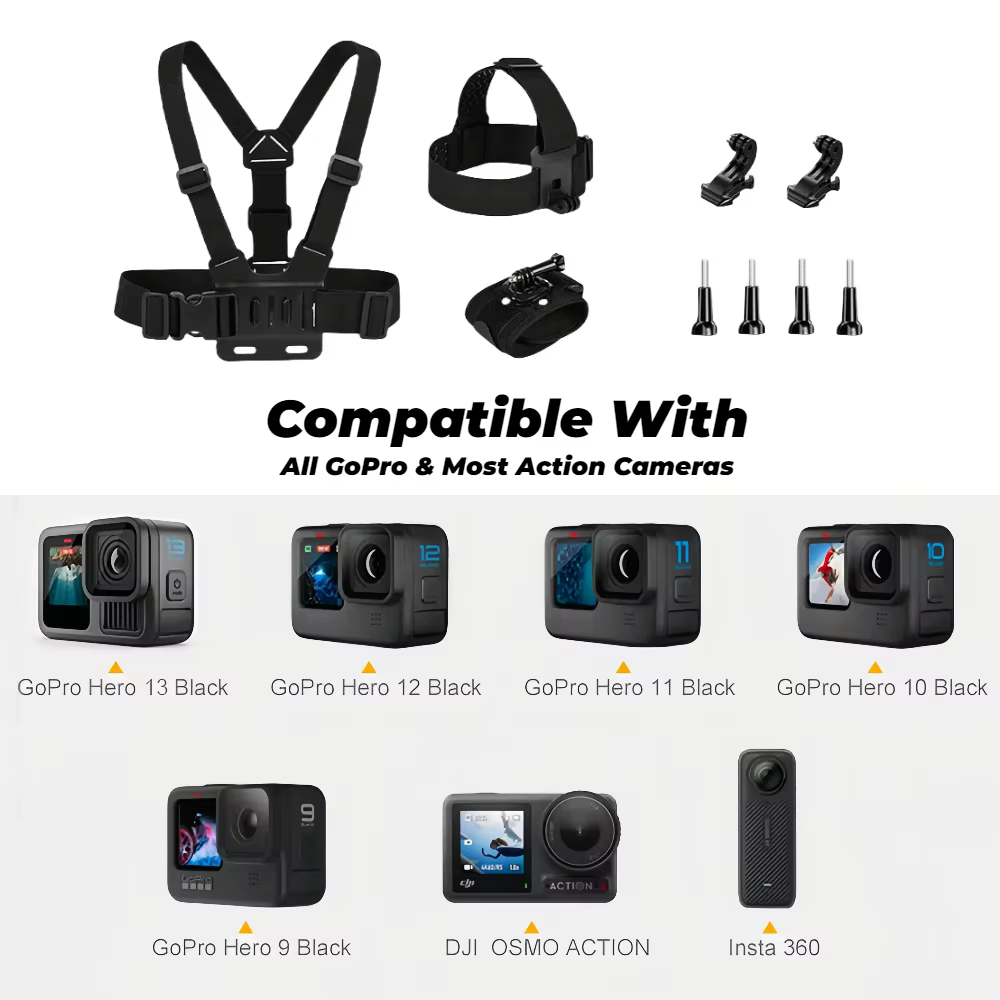 Ensemble d'accessoires pour GoPro Hero 13 12 11 10 9 noir