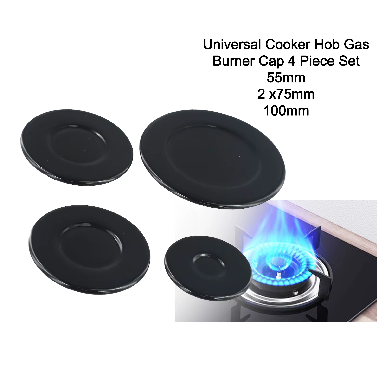 Bouchon de brûleur à gaz pour cuisinière, 55mm 75mm 100mm, pour accessoires SABAF, ustensiles de cuisine, outils, accessoires de cuisinière à gaz, 4 pièces