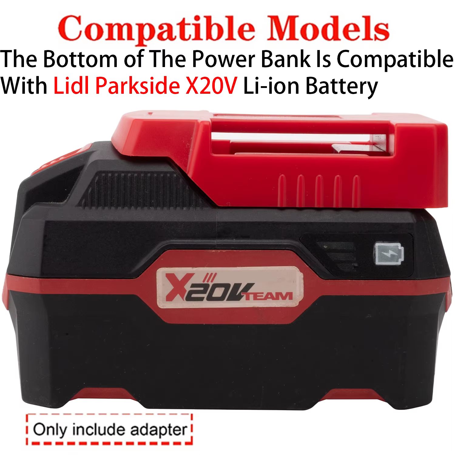 Batterie externe pour batterie Li-ion Lidl Parkside X20V avec port USB/Type-C, charge rapide, accessoire pour outil électrique
